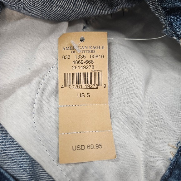 NWT American Eagle Womens Denim Shortalls Medium Wash Overalls Size Small - Picture 7 of 8